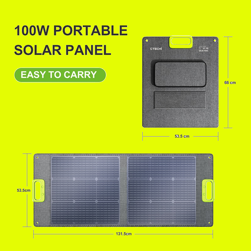 The 100W Solar Panel is easy to transport and take with you anywhere!
